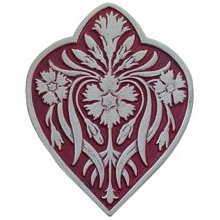 Notting Hill Cabinet Knob Dianthus-Cayenne Antique Pewter-Cayenne (red) 1-1-2" w x 1-7-8" h - cabinetknobsonline