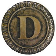 Notting Hill Cabinet Hardware Initial D Antique Brass 1-3-8" diameter - cabinetknobsonline