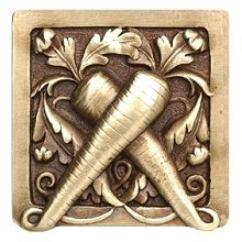 Notting Hill Cabinet Knob Leafy Carrot Antique Brass 1-1-2" square - cabinetknobsonline