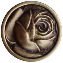 Notting Hill Cabinet Knob McKenna's Rose Antique Brass 1-5-16" diameter - cabinetknobsonline