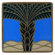 Notting Hill Cabinet Knob Royal Palm-Periwinkle Antique Brass (Enameled) 1-1-2" square - cabinetknobsonline