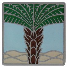 Notting Hill Cabinet Knob Royal Palm-Pale Blue Antique Pewter (Enameled) 1-1-2" square - cabinetknobsonline