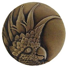 Notting Hill Cabinet Knob Cockatoo (Small - Left side) Antique Brass 1-3-8" diameter - cabinetknobsonline