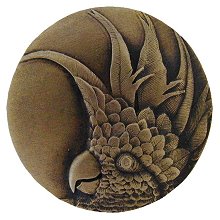 Notting Hill Cabinet Knob Cockatoo (Small - Right side) Antique Brass 1-3-8" diameter - cabinetknobsonline