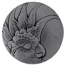 Notting Hill Cabinet Knob Cockatoo (Small - Left side) Brilliant Pewter 1-3-8" diameter - cabinetknobsonline