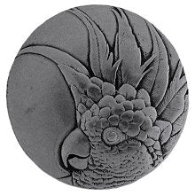 Notting Hill Cabinet Knob Cockatoo (Small - Right side) Brilliant Pewter 1-3-8" diameter - cabinetknobsonline