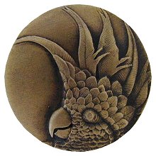 Notting Hill Cabinet Knob Cockatoo (Large - Right side) Antique Brass 2" diameter - cabinetknobsonline
