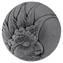 Notting Hill Cabinet Knob Cockatoo (Large - Left side) Brilliant Pewter 2" diameter - cabinetknobsonline
