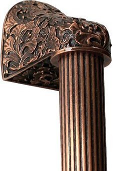 Notting Hill Cabinet Hardware Florid Leaves-Fluted Bar Antique Copper Overall 12" Appliance Pull - cabinetknobsonline