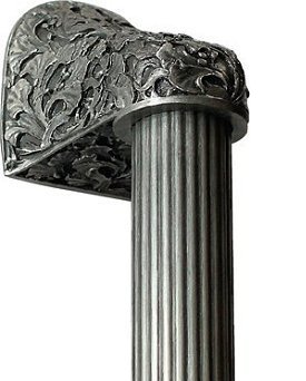 Notting Hill Cabinet Hardware Florid Leaves-Fluted Bar Antique Pewter Overall 12" Appliance Pull - cabinetknobsonline