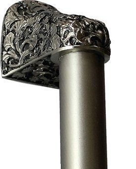 Notting Hill Cabinet Hardware Florid Leaves-Plain Bar Satin Nickel Overall 12"Appliance Pull - cabinetknobsonline