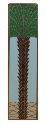 Notting Hill Cabinet Pull Royal Palm-Pale Blue (Vertical) Antique Brass (Enameled) 4" x 1" - cabinetknobsonline