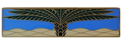 Notting Hill Cabinet Pull Royal Palm-Periwinkle (Horizontal) Antique Brass (Enameled) 4" x 1" - cabinetknobsonline