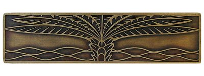 Notting Hill Cabinet Pull Royal Palm (Horizontal) Antique Brass 4" x 1" - cabinetknobsonline