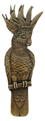 Notting Hill Cabinet Pull Cockatoo (Vertical - Left side) Antique Brass 4-5-8" x 1-3-4" - cabinetknobsonline