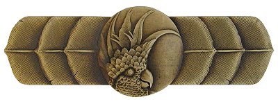 Notting Hill Cabinet Pull Cockatoo (Horizontal - Left side) Antique Brass  4-1-4" x 1-1-2" - cabinetknobsonline