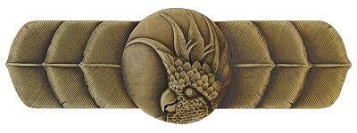 Notting Hill Cabinet Pull Cockatoo (Horizontal - Right side) Antique Brass 4-1-4" x 1-1-2" - cabinetknobsonline
