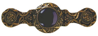 Notting Hill Cabinet Pull Victorian Jewel-Onyx 24K Gold Plate 3-7-8" x 1-1-4" - cabinetknobsonline
