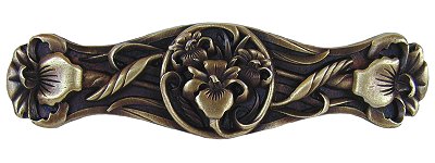 Notting Hill Cabinet Pull River Iris Antique Brass 3-7-8" x 1" - cabinetknobsonline