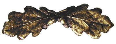 Notting Hill Cabinet Pull Oak Leaf Antique Brass 4" x 1-1-4" - cabinetknobsonline