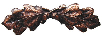 Notting Hill Cabinet Pull Oak Leaf Antique Copper 4" x 1-1-4" - cabinetknobsonline
