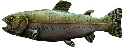 Notting Hill Cabinet Pull Rainbow Trout (Right side-faces left) Pewter Hand Tinted 4-1-8" x 1-1-2" - cabinetknobsonline