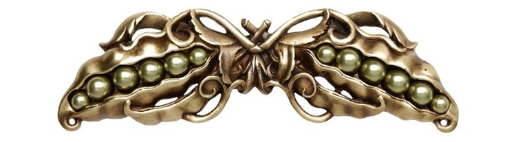 Notting Hill Cabinet Pull Pearly Peapod Antique Brass 5" x 1-1-2" - cabinetknobsonline