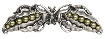 Notting Hill Cabinet Pull Pearly Peapod Antique Pewter 5" x 1-1-2" - cabinetknobsonline