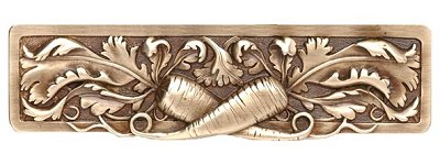 Notting Hill Cabinet Pull Leafy Carrot Antique Brass 4-7-8" x 1-3-8" - cabinetknobsonline