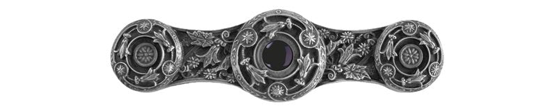 Notting Hill Cabinet Pull Jeweled Lily-Onyx Antique Pewter 3-7-8" x 1" - cabinetknobsonline