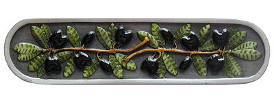 Notting Hill Cabinet Pull Olive Branch Pewter Hand Tinted 4" x 1" - cabinetknobsonline