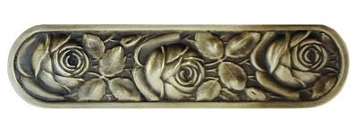 Notting Hill Cabinet Pull  McKenna's Rose Antique Brass 4-3-8" x 1-1-4" - cabinetknobsonline