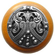 Notting Hill Cabinet Knob Regal Crest-Maple Antique Pewter 1-1-2" diameter - cabinetknobsonline