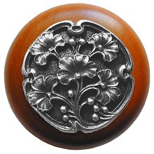 Notting Hill Cabinet Knob Ginkgo Berry-Cherry Antique Pewter 1-1-2" diameter - cabinetknobsonline