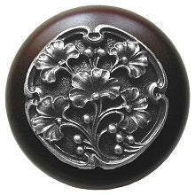 Notting Hill Cabinet Knob Ginkgo Berry-Dark Walnut Antique Pewter 1-1-2" diameter - cabinetknobsonline