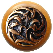 Notting Hill Cabinet Knob Tiger Lily-Maple Antique Copper 1-1-2" diameter - cabinetknobsonline