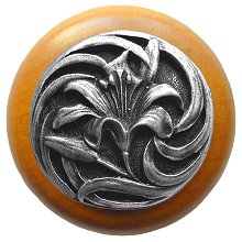 Notting Hill Cabinet Knob Tiger Lily-Maple Antique Pewter 1-1-2" diameter - cabinetknobsonline