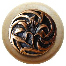 Notting Hill Cabinet Knob Tiger Lily-Natural Antique Copper 1-1-2" diameter - cabinetknobsonline