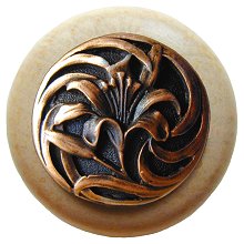 Notting Hill Cabinet Knob Tiger Lily-Natural Antique Copper 1-1-2" diameter - cabinetknobsonline