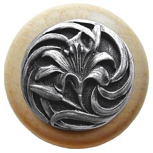 Notting Hill Cabinet Knob Tiger Lily-Natural Antique Pewter 1-1-2" diameter - cabinetknobsonline