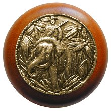 Notting Hill Cabinet Knob Jungle Patrol-Cherry Antique Brass 1-1-2" diameter - cabinetknobsonline
