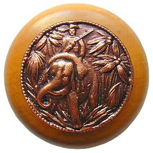 Notting Hill Cabinet Knob Jungle Patrol-Maple Antique Copper 1-1-2" diameter - cabinetknobsonline