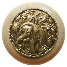 Notting Hill Cabinet Knob Jungle Patrol-Natural Antique Brass 1-1-2" diameter - cabinetknobsonline