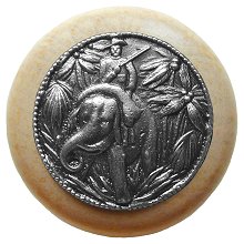 Notting Hill Cabinet Knob Jungle Patrol-Natural Antique Pewter 1-1-2" diameter - cabinetknobsonline