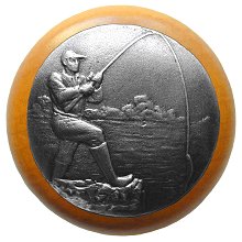 Notting Hill Cabinet Knob Catch of the Day-Maple Antique Pewter 1-1-2" diameter - cabinetknobsonline