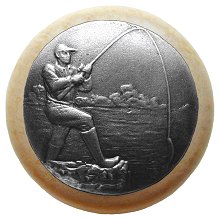 Notting Hill Cabinet Knob Catch of the Day-Natural Antique Pewter 1-1-2" diameter - cabinetknobsonline