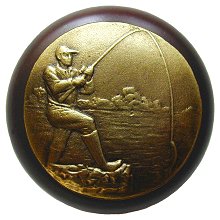 Notting Hill Cabinet Knob Catch of the Day-Dark Walnut Antique Brass 1-1-2" diameter - cabinetknobsonline