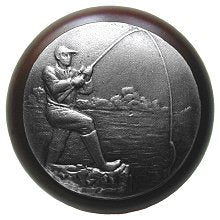 Notting Hill Cabinet Knob Catch of the Day-Dark Walnut Antique Pewter 1-1-2" diameter - cabinetknobsonline