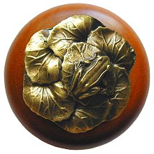 Notting Hill Cabinet Knob Leap Frog-Cherry Antique Brass1-1-2" diameter - cabinetknobsonline