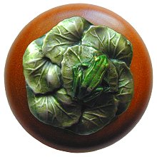 Notting Hill Cabinet Knob Leap Frog-Cherry Pewter Hand Tinted 1-1-2" diameter - cabinetknobsonline